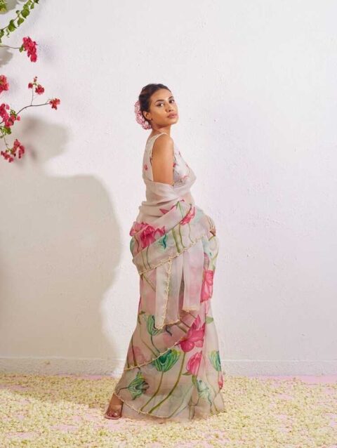 Introducing the Exclusive Floral Handwork Saree