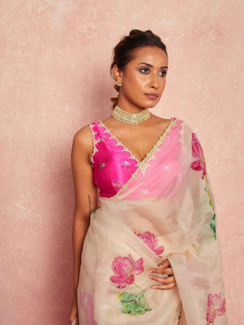 Embrace Elegance with Soft Satin Organza Saree