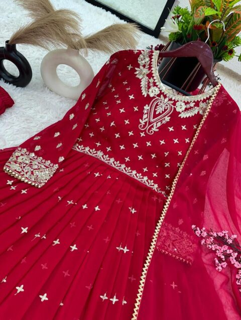 Full Heavy Embroidery Sequence Work Gown with Dupatta